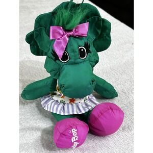 Playskool Barney Baby Bop Nylon Plush Water Pals Bath Tub Toy Hasbro 1996 Vtg